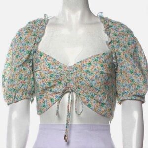 SIGNIFICANT OTHER Floral Puff Sleeve Crop Top
